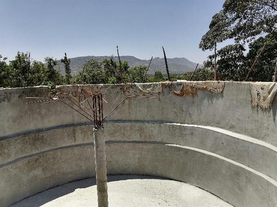 225,000 litre water storage tank under construction